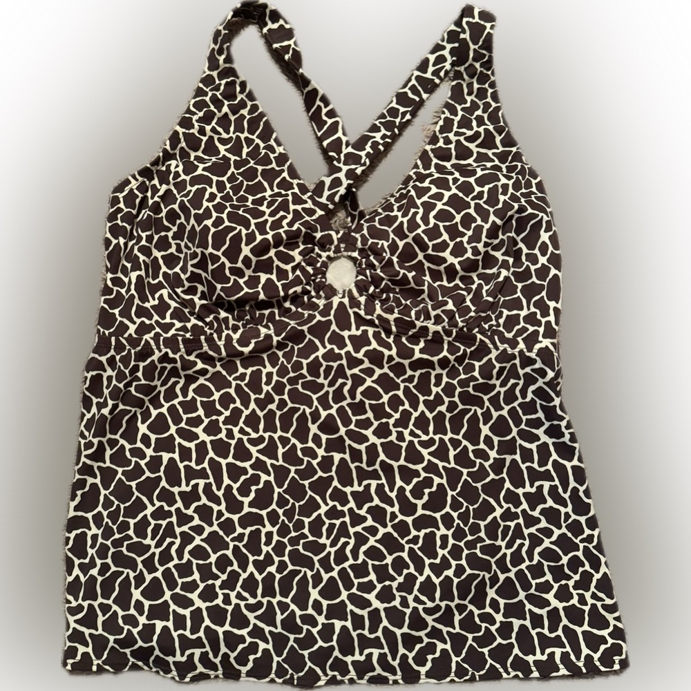 Inches Off Sz24W Stylish Giraffe Print Women's Tankini Top w/ criss-cross straps